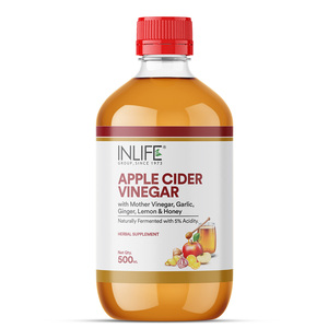 Vinaigre de cidre de pomme avec la mère 500 ml, cru, non filtré et non pasteurisé, avec ail, gingembre, citron et miel - Product Image 1