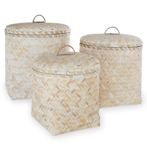 Household storage <b>basket</b> sustainable weave bin with lid superior quality natural <b>bamboo</b> bins - Product Image 5