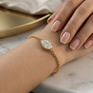 0.50CTW Oval Bezel-Set Diamond Station <b>Bracelet</b> - Product Image 1