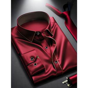 2026 New Men <b>Patchwork</b> <b>Shirt</b> Fashion Luxury Long Sleeve Smart Casual Four Season Tuxedo Man Micro Elastic <b>Shirts</b> - Product Image 5
