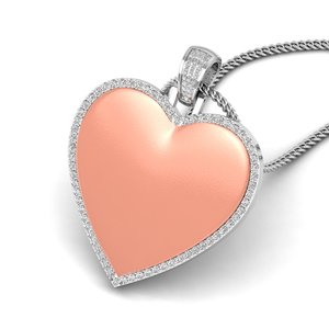 Stylish Silver Plated Moissanite + 925 silver <b>Heart</b> Pendant Themed Unisex Hip Hop Fashion <b>Charm</b> Jewelry - Product Image 4