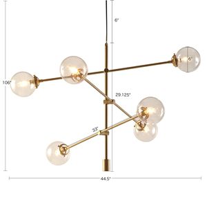 Cyrus lampadario in metallo architettonico ciondolo a 6 globo di luce per la decorazione della casa - Product Image 3