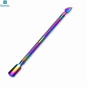 Good Supplier New Trendy Professional Rainbow Stainless Steel Dual-Ended Cuticle Nail Pusher and Cleaner For Precision Manicure - Product Image 5