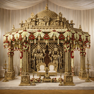 Mandap de Madera Tradicional para Ceremonias Gujarati, Mandap de Boda Clásico Moderno Personalizado Indio, Precio de Fábrica - Product Image 4