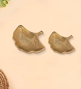 Juego de tazones de hoja de ginkgo de metal hechos a mano, tallados con diseño tradicional chino, para servir comida y regalar. - Product Image 4