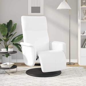 Fauteuil inclinable en similicuir blanc avec repose-pieds - Product Image 3