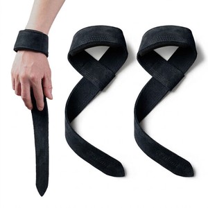 Sangles de musculation en cuir avec logo personnalisé pour la musculation, souples, pliables, robustes, réglables, antidérapantes sur la paume - Product Image 1