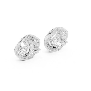 Open Work Designer <b>Stud</b> Earring Women's Push Back <b>Stud</b> Earring Round Moissanite Diamond Wedding Earring Party Wear <b>Stud</b> Earring - Product Image 2