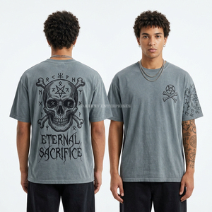 Camiseta con Capucha para Hombre, Color Lavanda, Diseño Gráfico de Calaveras, 185GSM, Fabricante Mayorista Personalizado, OEM, ODM, Proveedor de Ropa - Product Image 6