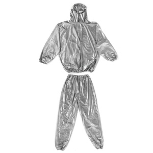 Traje de sauna plateado personalizado con capucha para hombre, traje de sudoración para pérdida de peso, gimnasio, entrenamiento físico, chándal impermeable, conjunto al por mayor - Product Image 1