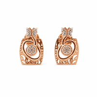 Ensemble de boucles d'oreilles pendantes en or rose 18 carats avec diamants naturels, motif floral filigrané, poli miroir, pour femme, cadeau de mariage, bijoux