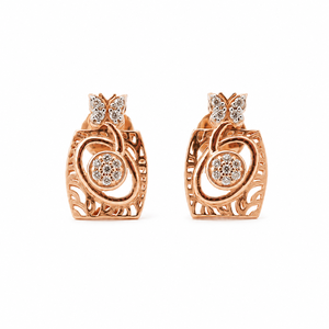 18ct Rose Gold Natural Diamond Filigree Floral Drop Pattern Pendant Earrings Set for Women High Polish Wedding Gift Jewelry - Product Image 4