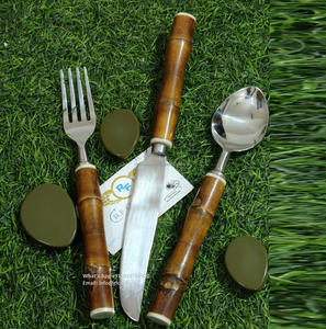 RFCraft Ensemble de couverts en bambou classique comprenant une fourchette à salade cuillère à soupe couteau à fromage couverts pour hôtels restaurants utilisation en cuisine - Product Image 5