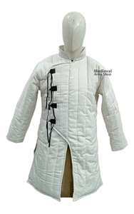 High Quality Medieval <b>White</b> Gambeson Long Length Full Sleeve Cotton Padded Aketon Jacket Reenactment Fair and Historical Party - Product Image 3