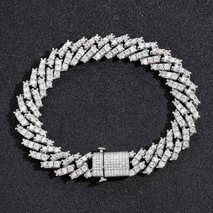 Indian Manufacture Custom Length Moissanite Diamond Cuban Chain <b>Bracelet</b> for Hip Hop Lovers Available for Export Price - Product Image 1