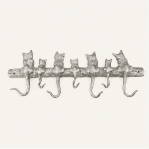 Vintage Cast <b>Iron</b> Cat Wall Hooks Decorative <b>7</b>-Hook Cat Tail Key Holder And Coat Rack for Entryway Mudroom Or Kitchen Low Price - Product Image 5