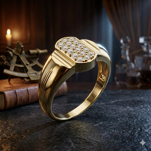 Luxury Gold Plated Diamond Cluster Signet <b>Ring</b> <b>for</b> <b>Men</b> Custom CZ Pave Statement <b>Ring</b> Fashion Jewelry Gift Premium Gold Plated - Product Image 1
