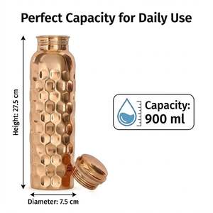 Botella de Agua de Cobre Puro Personalizada a Prueba de Fugas, Botella Ayurvédica para Beber, para el Hogar, Gimnasio, Oficina, Duradera, Reutilizable, para Viajes, Venta al por Mayor - Product Image 6