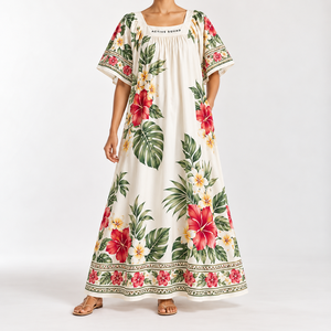 Wholesale Custom Design & Style Midi <b>Suits</b> Loose Casual Gown Styles for <b>Women</b> Mumu Dress - Product Image 5