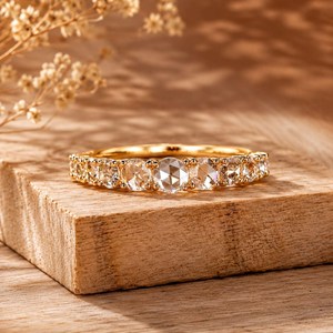 แหวนเพชรทรงโรสคัท ทองคำแท้ 14k แหวนแต่งงาน แหวนหมั้น 0.54 กะรัต ทองคำโรส 14k ประดับเพชรแล็บโกรว์ 1 กะรัต - Product Image 3
