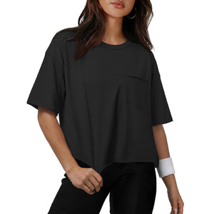 Camisetas Personalizadas para Mujer, Estilo Oversize con Hombros Caídos, Lisas, con Transferencia Térmica y Gráficos Reflectantes, Camisetas Cortas - Product Image 1