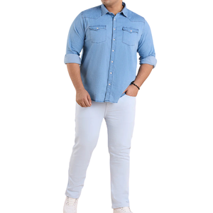 เสื้อเชิ้ตยีนส์ผู้ชายไซส์ใหญ่ ขายส่ง ผ้าใส่สบาย ปรับแต่งได้ มีตัวอย่างฟรี คุณภาพดีที่สุด - Product Image 5