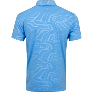 Polo à manches courtes bleu clair pour homme, imprimé géométrique, séchage rapide, tricoté, style décontracté, coupe classique, 100% polyester - Product Image 2