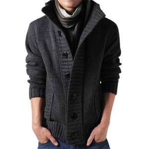 Men's Sweater Men's Cardigan <b>Stitching</b> Stand Collar Long Sleeve Side Pockets Buttons Closure Solid Color Sweater <b>Coat</b> Knitwear - - Product Image 4