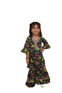 Sharara ชุดแต่งกายสำหรับเด็ก, ผ้าไหมประจำชาติผ้าไหมลาย kurti shalwar kameez อินเดีย - Product Image 4