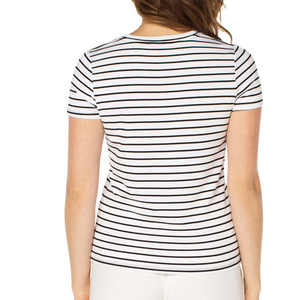 Top de Mujer con Cuello en V, Manga Corta, Ajustado, de Poliéster, Casual, Sexy y con Encaje Transparente, para Primavera/Verano - Product Image 2