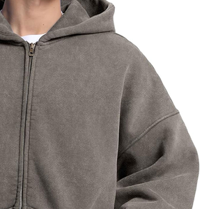 Sudadera con Capucha de Alta Calidad para Hombre, Tejida, 100% Algodón, con Cierre, Logotipo Personalizado, Cierre Completo, Ropa de Otoño, Servicio OEM - Product Image 5