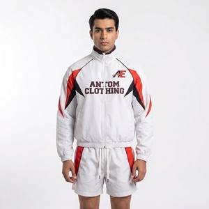 Custom Patchwork Nylon Tracksuit Streetwear Manufacturer Lightweight Zip up Hoodie and Short High Quality Fashion Sweat Suits - Product Image 3