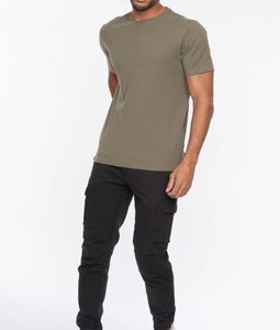 Men's Elastic Waist Solid Lightweight Canvas Cargo Summer <b>Trousers</b> with <b>Drawstring</b> Closure - Product Image 2