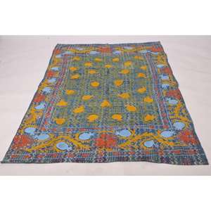 Handmade Embroidered Boho Kantha Suzani <b>Quilt</b> Vintage Cotton Floral Washable Bedspread Indian <b>Throw</b> Blanket Bedding Decor - Product Image 2