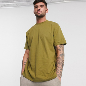 เสื้อยืดคอกลมแขนสั้นผ้าฝ้ายสีเขียวมะกอกทรงโอเวอร์ไซส์สำหรับผู้ชาย สวมใส่สบาย - Product Image 5
