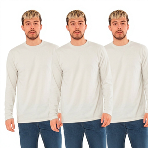 Men's <b>Black</b> <b>Long</b> Sleeve O-Neck Knitted Casual <b>T</b>-<b>Shirt</b> Regular Fit Solid Color 100% Cotton - Product Image 5