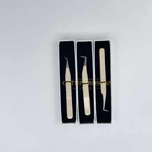 Pinzas de extensión de pestañas de fibra con punta curva y agarre de diamante, de alta calidad, para aislamiento/boot/90, con recubrimiento en polvo nude, instrumentos de belleza - Product Image 6