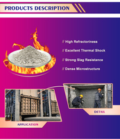 Ciment réfractaire CA60, liant à faible teneur en ciment, poudre fine, résistance à la chaleur 1600°C, pour le travail de maçonnerie des joints de briques réfractaires d' fours céramiques