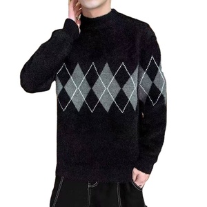 Pull en laine et viscose chaud pour homme, automne-hiver, col rond, tendance mode, pull à logo sur le devant - Product Image 1