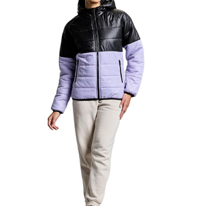 100% Polyester Material Made Women's <b>Cropped</b> Zipper <b>Puffer</b> <b>Jackets</b> Double Panel Winter Fashion Wear Padded Bubble Coats Women - Product Image 1