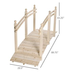 Ponte da Giardino Arcuato in Legno di Abete da 2,3 m con Ringhiere di Sicurezza per Paesaggistica e Pavimentazione Esterna - Product Image 3