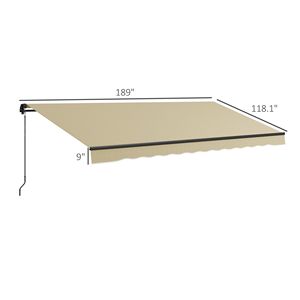 Toldo Retráctil Beige de 16 Pies x 10 Pies, 280 g/m², Resistente a los Rayos UV, para Terraza, Balcón, Patio, Plegable, 5 m, 3 m, 6 m - Product Image 3