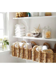 <b>Stackable</b> Handcrafted Hand Woven Eco-Friendly Water Hyacinth Iron Frame Storage Trays Modern Organizer Kitchen Living Room - Product Image 5