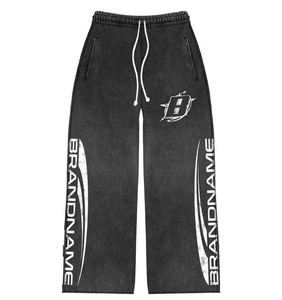Conjunto de chándal de algodón grueso personalizado con sudadera con capucha de corte holgado y cremallera completa, pantalones de pierna ancha con dobladillo desgastado y estampado de estrellas, estilo streetwear. - Product Image 3