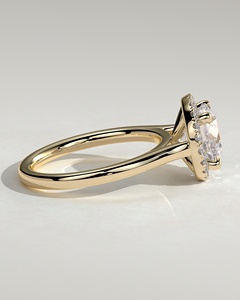 Anillo de compromiso de oro puro de 14k con diamante solitario de corte redondo cultivado en laboratorio, halo y catedral, hecho a mano, el más vendido de 2026, al por mayor - Product Image 2
