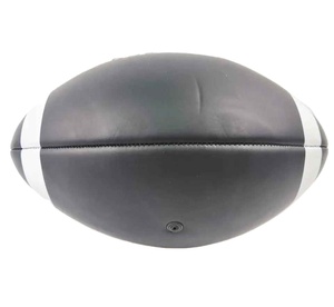 Ballon de rugby en cuir PU personnalisé avec logo Solid Traders, taille officielle 3 6 9, noir, léger, antidérapant, facile à saisir - Product Image 4