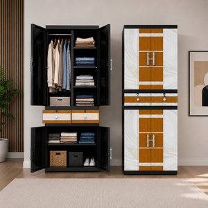 Naiba Drawer Fit Plastic Wardrobe Cabinet Beige with Drawer, Shelves & <b>Hanger</b> for Clothing Storage Bedroom Furniture - Product Image 1