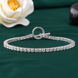 Bracelet tennis en or blanc 14 carats avec diamant rond de laboratoire de 5,17 carats, fermoir à bascule, bijoux tendance - Product Image 3