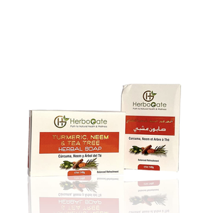 สบู่พรีเมียมขมิ้น นีม และทีทรี สำหรับผิวกระจ่างใสและบำรุงผิว ขายส่งแบบ OEM/ODM บรรจุภัณฑ์ตามสั่ง - Product Image 2