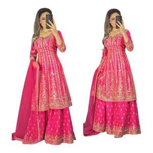 Top Quality Heavy Chiffon Floral <b>Print</b> Anarkali Dress for Women Long Gown Style Indian Ethnic Suit for Weddings Or Festivals - Product Image 1